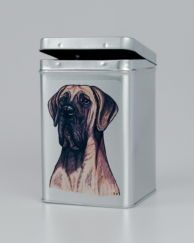 Plechová dóza - německá doga žlutá