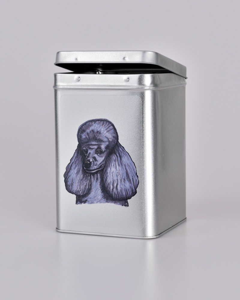 Plechová dóza - pudl stříbrný