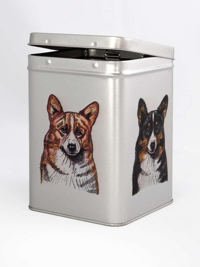 Welshcorgi Pembroke - plechová dóza s pamlsky pro psy