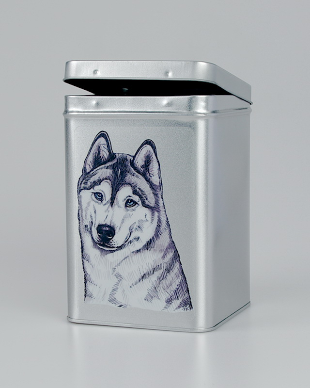 Husky - plechová dóza s pamlsky pro psy