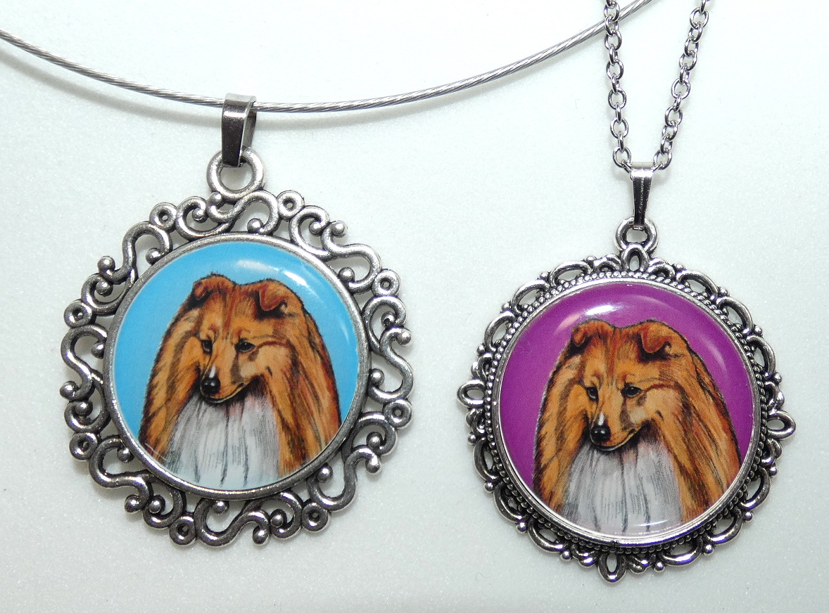 Šeltie zlatobílá - bižuterní přívěsek