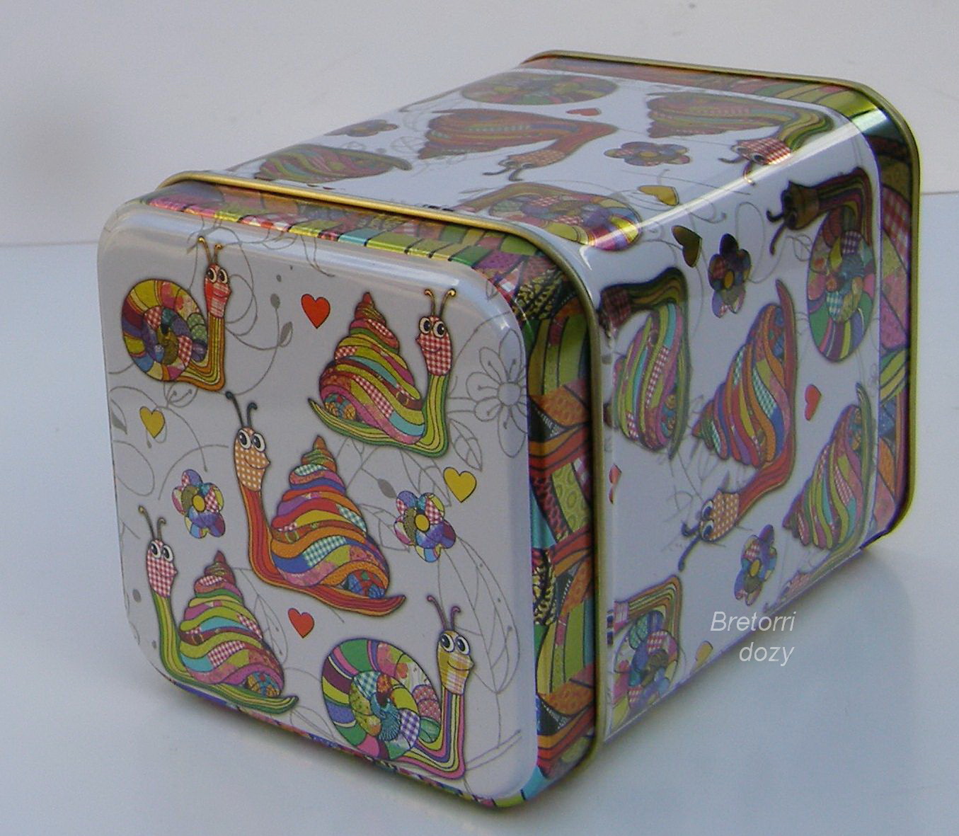 Čajová plechová dóza se šneky