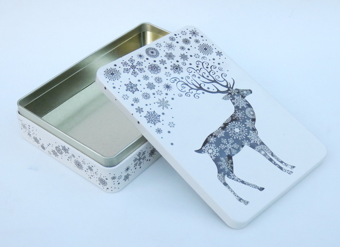 Zimní plechová dóza - jelen a vločky