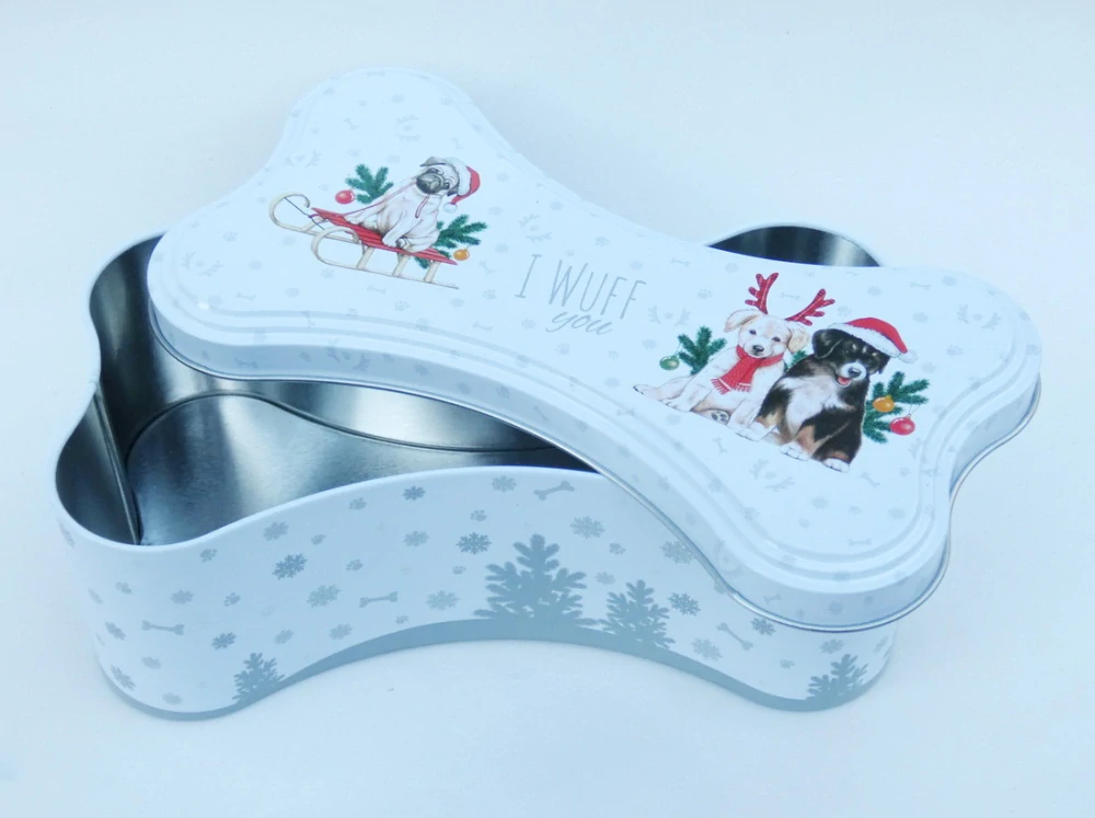 Dóza plechová ve tvaru kosti