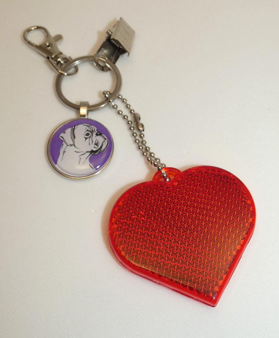 Boxer čb - bižuterní a reflexní přívěsek