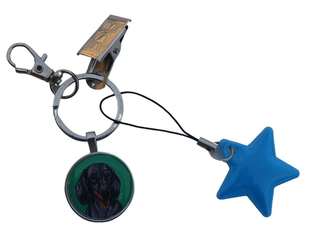 Jezevčík hladkosrstý - bižuterní a reflexní přívěsek