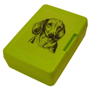 Jezevčík hladkosrstý čb - plastový box