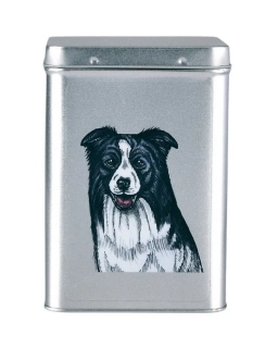 Plechová dóza - border kolie barevná