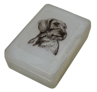 Jezevčík drsnosrstý čb - plastový box