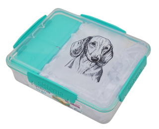 Svačinový box Sistema - jezevčík hladkosrstý čb