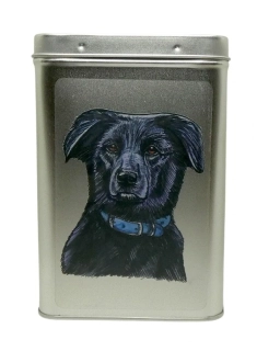 Plechová dóza - černý psík